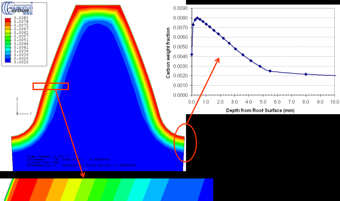 工程師及研發(fā)團(tuán)隊對大型齒輪淬火脫碳仿真分析(圖5)