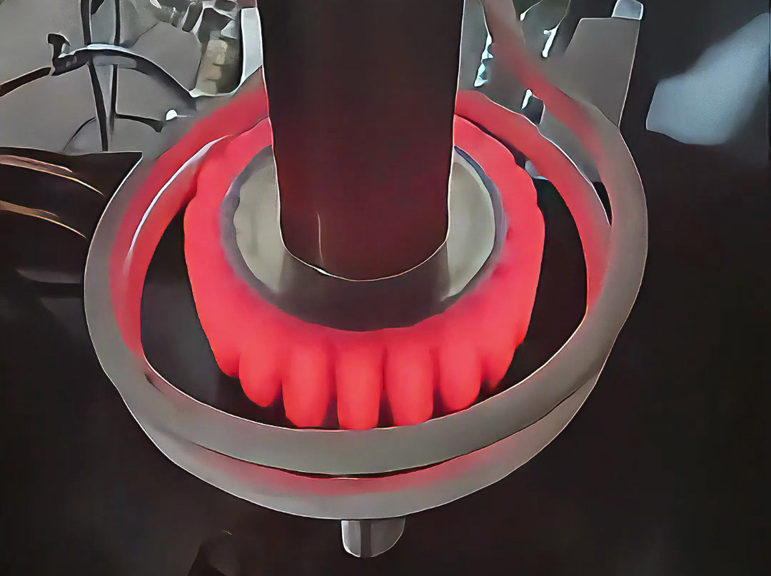 現(xiàn)在看到的齒輪軸 —正在使用超高頻淬火機進行試樣淬火測試